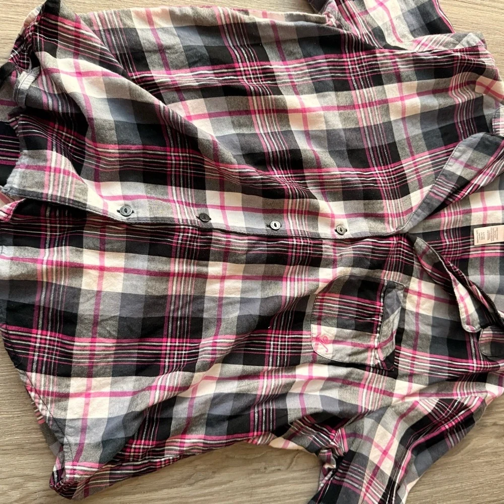 Victoria's Secret Pink and Black Plaid Pajama Top